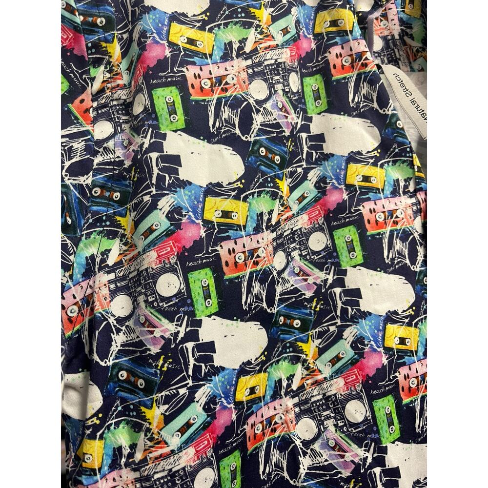 LUCHIANO VISCONTI BLACK Retro 80s Cassette Short Sleeve Shirt | Mens S Multi NWT - Picture 8 of 9